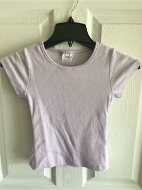 GUC Girls Purple Zara Ribbed Short-sleeve Top with Side Cut-outs size 11-12